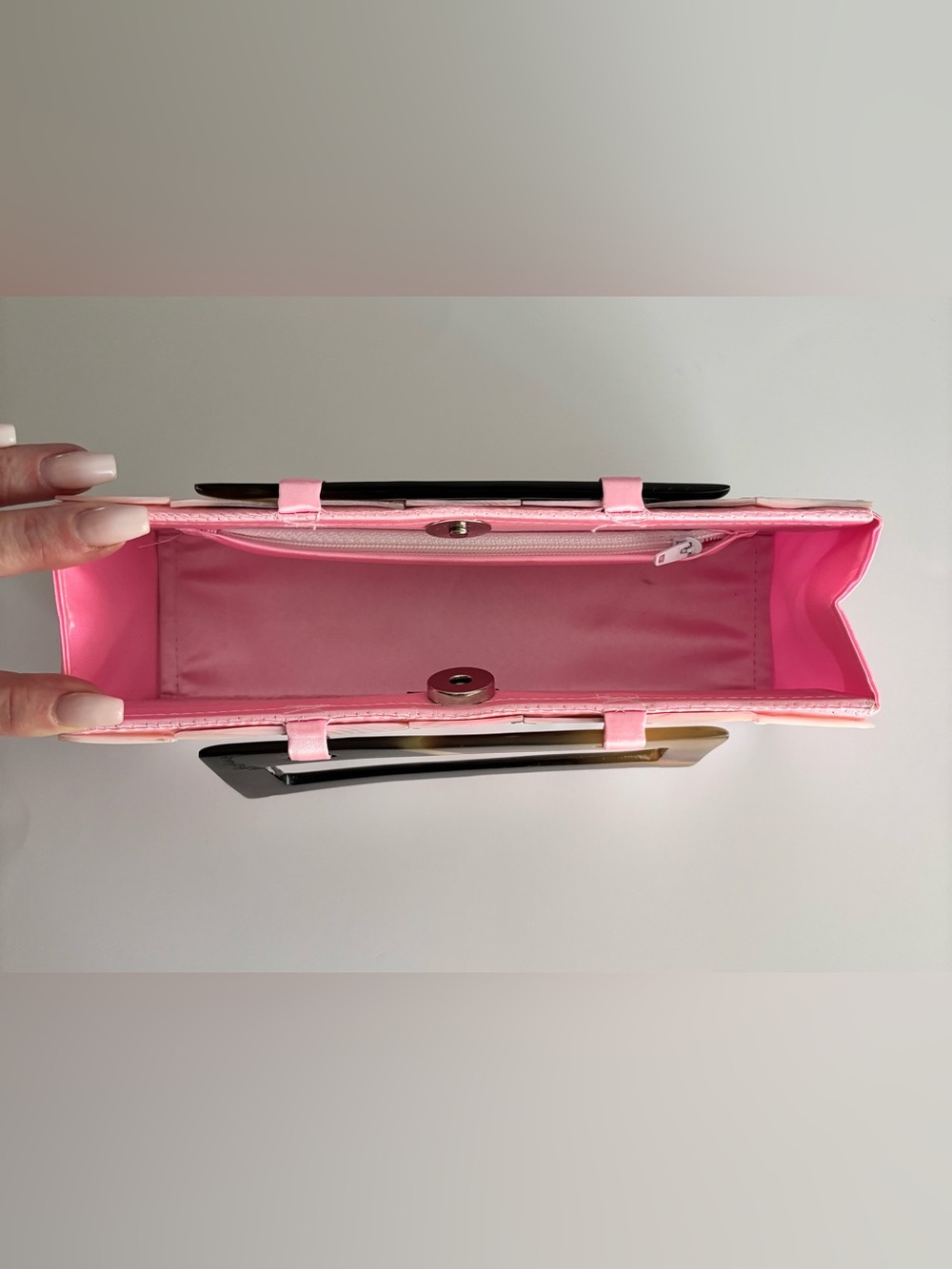 Pink Iridescent Shell Tile Mini Bag with Rectangular Handle - Picture 7 of 11